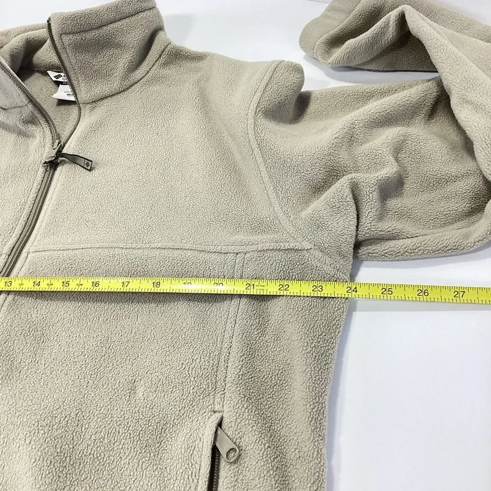 Columbia Fleece Jacket Beige Full-Zip Men’s M Zip Front